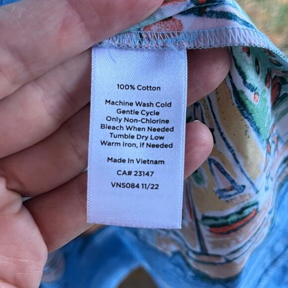 Talbots Women's Blue Poplin Pleated Midi Skirt Scenic Riviera Print Size 6 - Picture 10 of 10